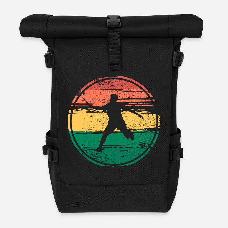 Badminton Federball Sport - Rolltop Rucksack - Schwarz