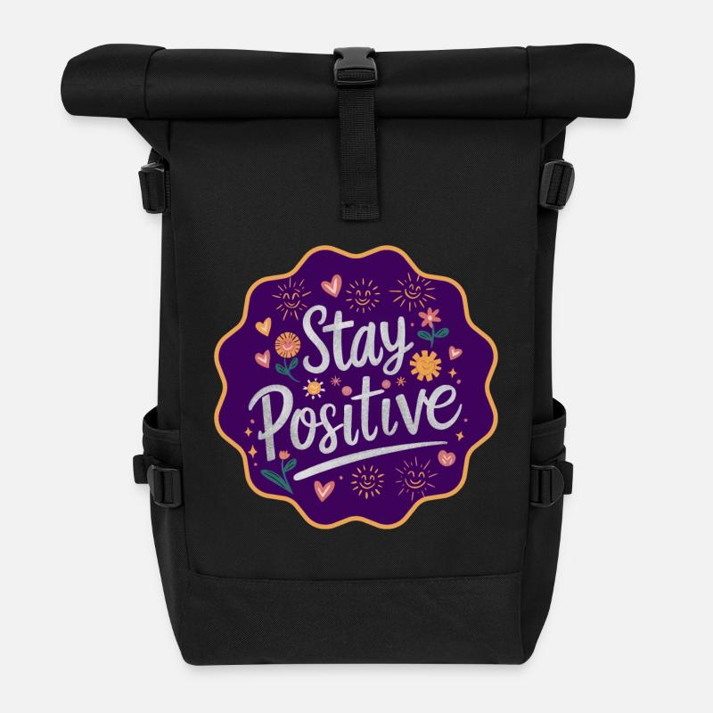 Restez positif - Sac à dos roll top - noir