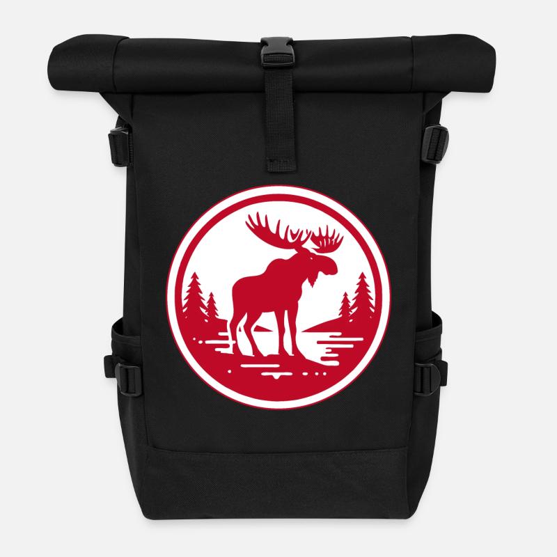 Rød elg - Rolltop Rucksack - Schwarz