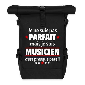 Pas parfait mais musicien, fête des pères, noël - Sac à dos roll top - noir - Devant