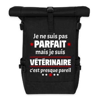 Pas parfait mais vétérinaire, fête des pères, noël - Sac à dos roll top - noir - Devant