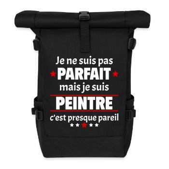 Pas parfait mais peintre, fête des pères, noël - Sac à dos roll top - noir - Devant