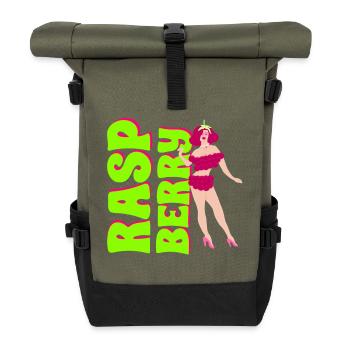Vintage Himbeere Pin-up - Rolltop Rucksack - Olive/Schwarz - Vorne