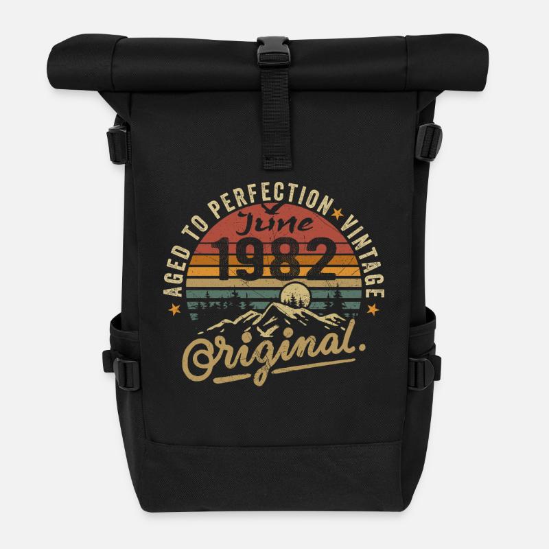 Geburtstag Juni 1982 Juni 1982 June 1982 - Rolltop Rucksack - Schwarz