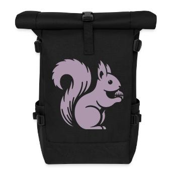 Silhouette d’écureuil minimaliste avec écrou - Sac à dos roll top - noir - Devant