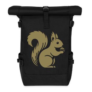 Silhouette d’écureuil minimaliste avec écrou - Sac à dos roll top - noir - Devant