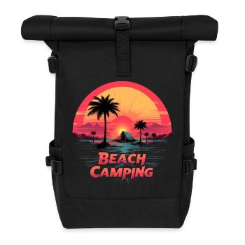Plage Camping Tropical Coucher de soleil - Sac à dos roll top - noir - Devant