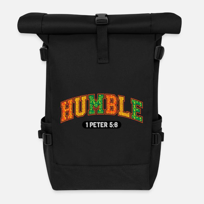 Le message d’humilité 1Pierre 5:6 - Sac à dos roll top - noir