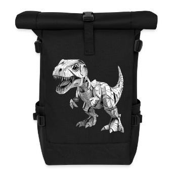 T-Rex Dino Paper Design - Roll Top Backpack - black - Front