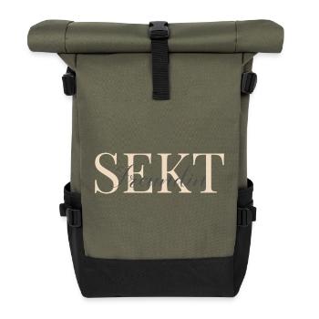 Sparkling wine lover cream and grey - Roll Top Backpack - olive/black - Front