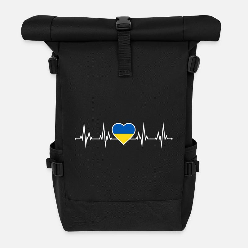 Ukraine Heartbeat - Roll Top Backpack - black