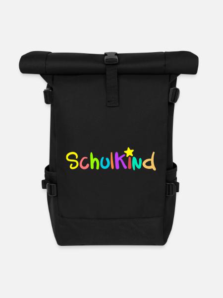 SCHULKIND - Einschulung Erstklässler Klasse 1 - Rolltop Rucksack - Schwarz