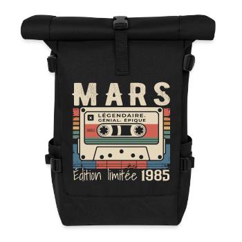 Geburtstag 1985 März 1985 geboren im März 1985 - Rolltop Rucksack - Schwarz - Vorne