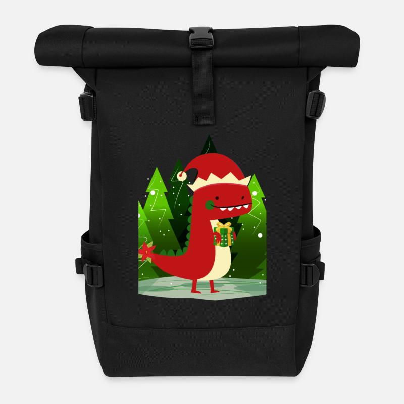Dinosaurier Dino Geschenk Weihnachten Ugly Sweater - Rolltop Rucksack - Schwarz