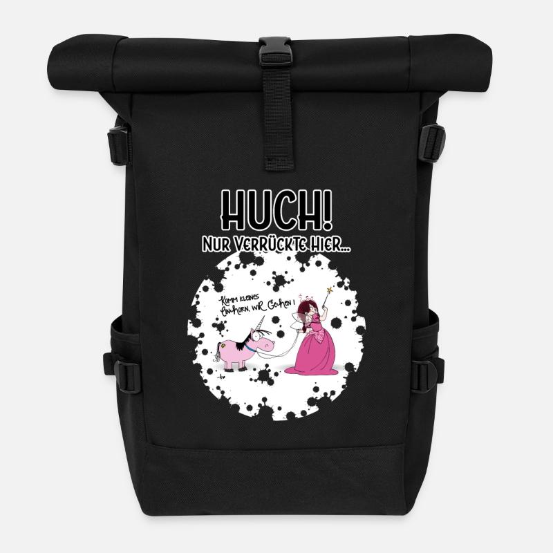 Nur Verrückte hier - Rolltop Rucksack - Schwarz