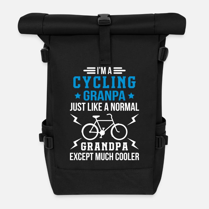 Cycling Grandpa - Roll Top Backpack - black