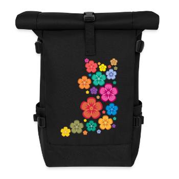 New Age Flower Power - Rolltop Rucksack - Schwarz - Vorne