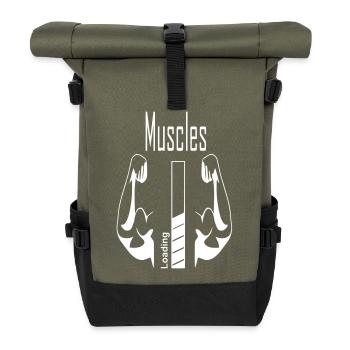 muskeln Bizeps - Rolltop Rucksack - Olive/Schwarz - Vorne