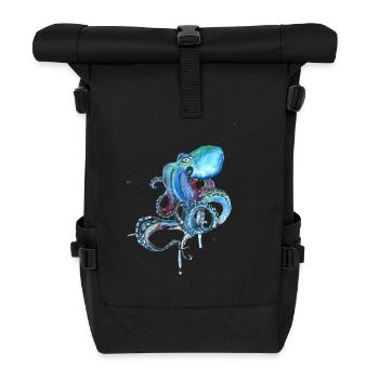 kraake octopus tentacal illu fish octopus ora - Roll Top Backpack - black - Front