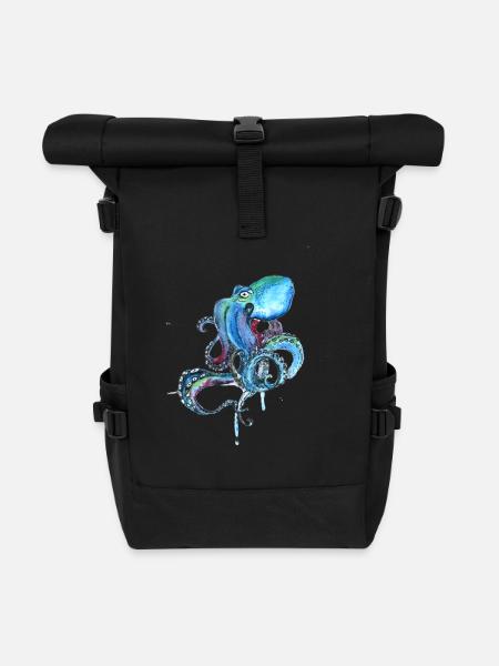 kraake octopus tentacal illu fish octopus ora - Roll Top Backpack - black