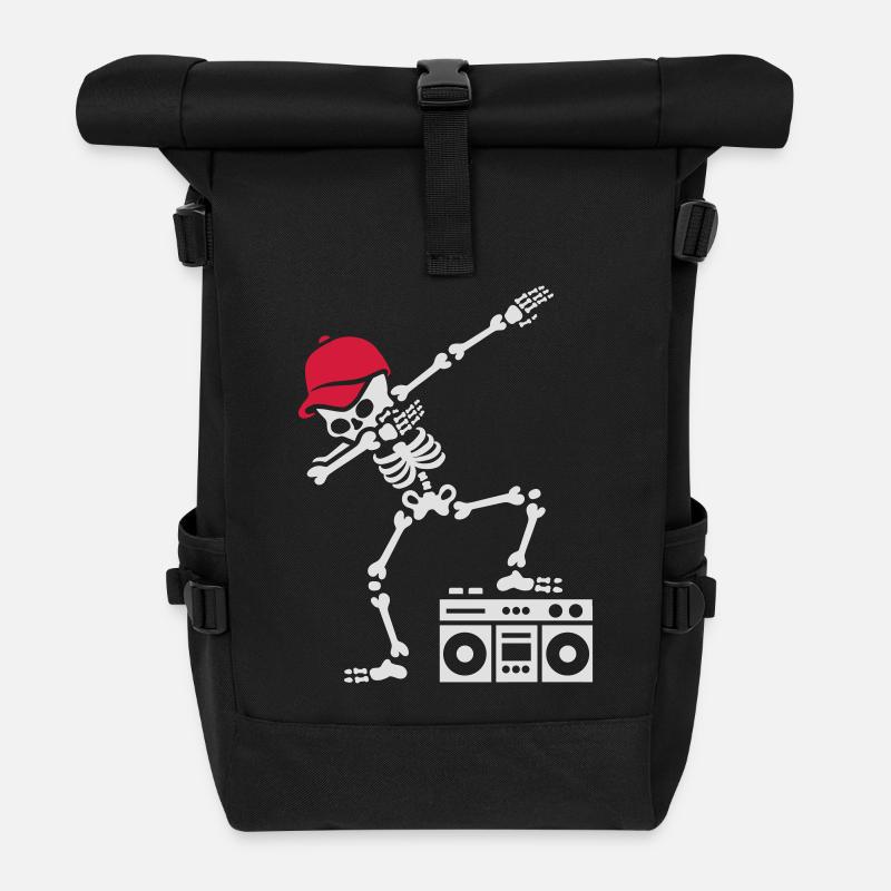 Dab dabbing skeleton boombox - Ghetto blaster - Rolltop Rucksack - Schwarz