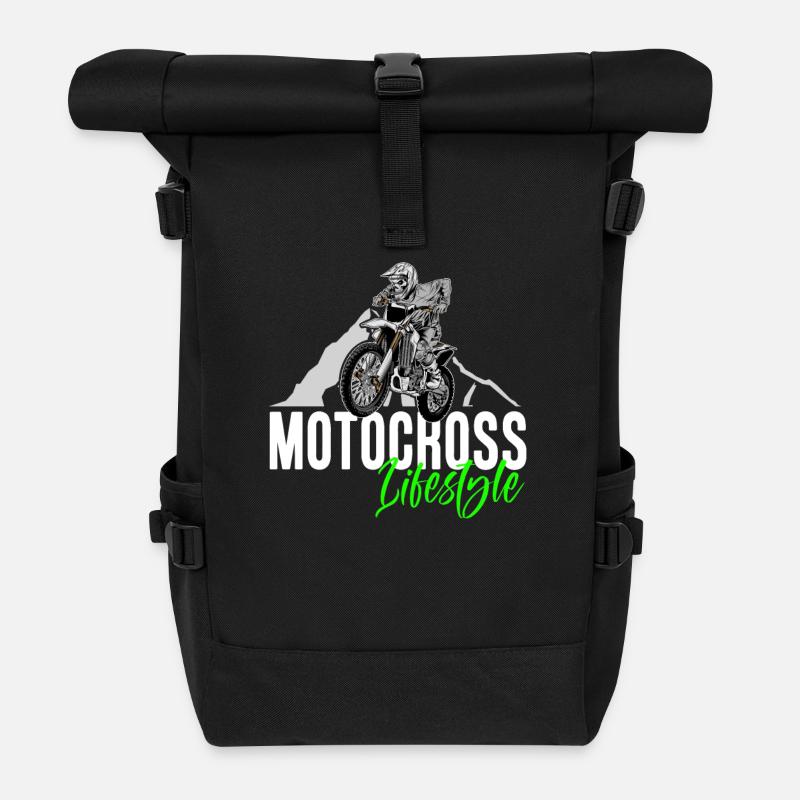 Motocross Lifestyle - Roll Top Backpack - black