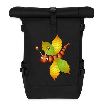 Schmetterling aus Kastanien und Kastanien Blätter - Rolltop Rucksack - Schwarz - Vorne