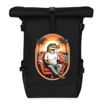 Alligator on sofa - Roll Top Backpack - black - Front