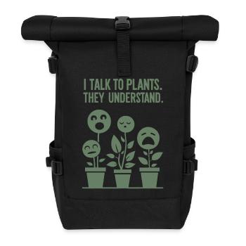 Plant Understander: Communication with Green - Roll Top Backpack - black - Front