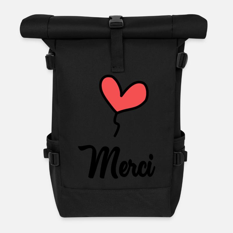 MERCI. MAÎTRESSE. MAÎTRE - Sac à dos roll top - noir
