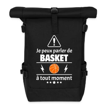 Je peux parler de basket, basketteur, cadeau noël - Sac à dos roll top - noir - Devant