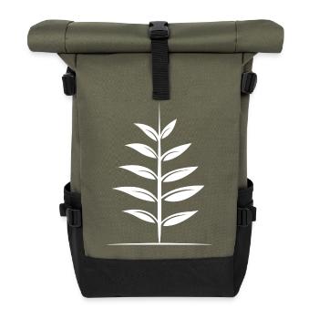Natur Blatt einfach Outdoor simpel Baum Linien - Rolltop Rucksack - Olive/Schwarz - Vorne