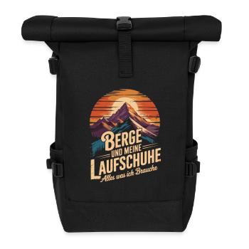 Laufsport Berglauf Natur Joggen Laufen - Rolltop Rucksack - Schwarz - Vorne