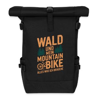 Mountainbike Downhill Berge Vintage Spruch - Rolltop Rucksack - Schwarz - Vorne