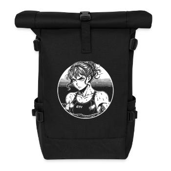 Comic Schwimmerin Design - Schwimm Girl Design - Rolltop Rucksack - Schwarz - Vorne