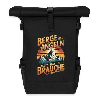 Angeln Fischen in der Natur lustiger Spruch - Rolltop Rucksack - Schwarz - Vorne