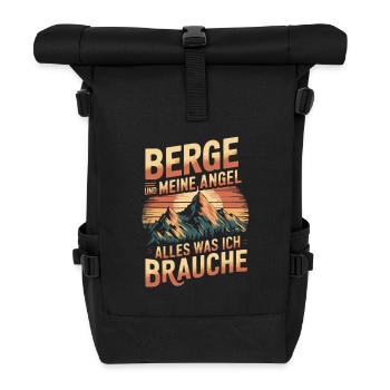 Angeln Fischen in der Natur lustiger Spruch - Rolltop Rucksack - Schwarz - Vorne