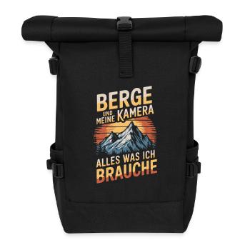 Kamera und Berge Landschaftsfotograf Naturfotograf - Rolltop Rucksack - Schwarz - Vorne