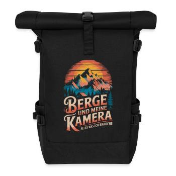 Kamera und Berge Landschaftsfotograf Naturfotograf - Rolltop Rucksack - Schwarz - Vorne