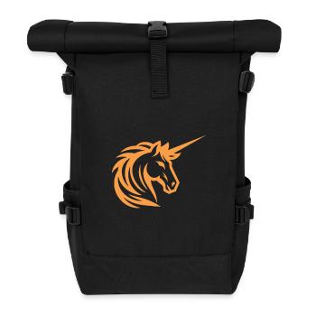 Magie in Orange – Das Einhorn Design - Rolltop Rucksack - Schwarz - Vorne