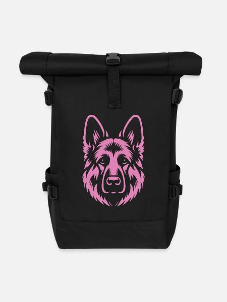 Pink Shepherd – Playful Shepherd Design - Roll Top Backpack - black