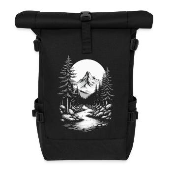 Landscape Nature Mountains Forest Trees Tree River Mountain - Roll Top Backpack - black - Front
