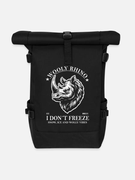 Wollnashorn - Ich friere nicht und Eiszeit Design - Rolltop Rucksack - Schwarz