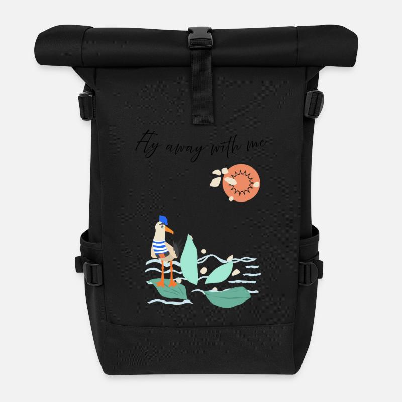 Küstenvogel im Urlaub - Rolltop Rucksack - Schwarz