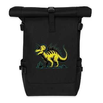 Fantastischer gelber Dinosaurier – Für Dino-Fans - Rolltop Rucksack - Schwarz - Vorne