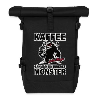 Kaffee zähmt mein inneres Monster - Rolltop Rucksack - Schwarz - Vorne