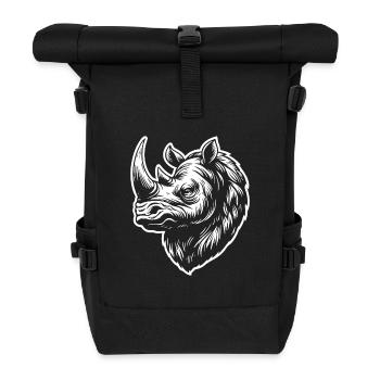 Wollnashorn Design – Cool, weich und originell - Rolltop Rucksack - Schwarz - Vorne