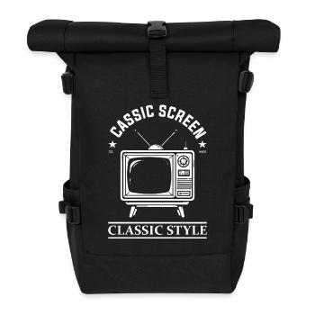 Design de téléviseur rétro - Style classique - Sac à dos roll top - noir - Devant