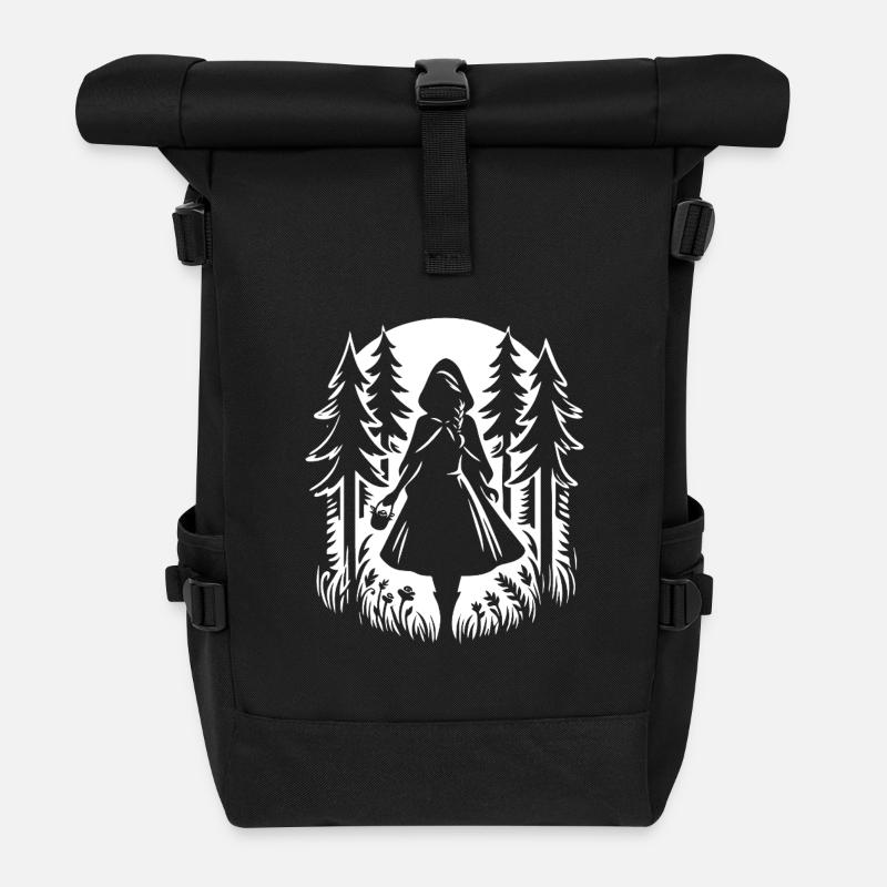 Cool Little Red Riding Hood Design – Bold & Timeless - Roll Top Backpack - black