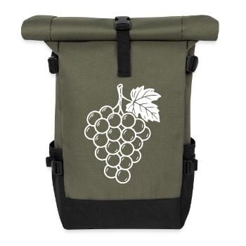 Weintrauben Design – Fruchtig & Stilvoll - Rolltop Rucksack - Olive/Schwarz - Vorne